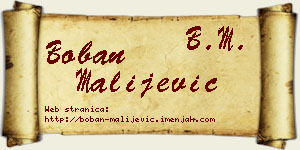 Boban Malijević vizit kartica